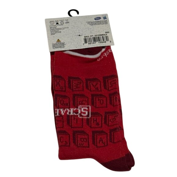Scrabble Word Tile Crew Socks Men’s 6-12 Red Funny Game Socks - Picture 2 of 2